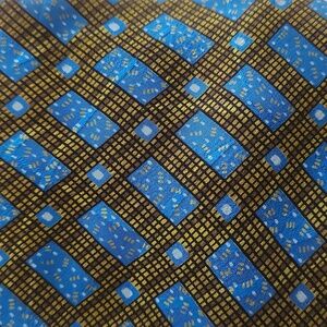 ITALO FERETTI silk geometric tie blue+olive neckwear handmade in Italy